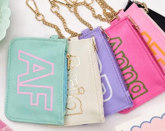 Personalized Coin Pouch Keychain, Mini Keychain zip bag, Small Jewelry Pouch, Portable Cable Bag, Earbud Case, Preppy Y2K Gift