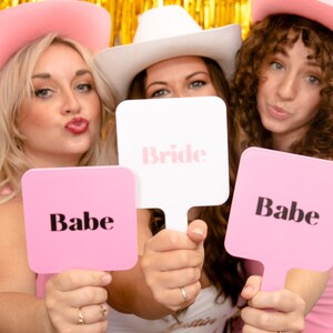 Bride + Babe Mirror with Handle for getting ready, Bridesmaid Gifts, proposal box stuffers,  Bachelorette party favor, Large Makeup Mirror