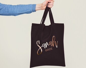 personalized bridesmaid Tote bag, Bridesmaid Gifts Custom Totes Bridal Party Tote Bags Bridesmaid Gift Rose Gold Tote Bag party -STB8DCHTV