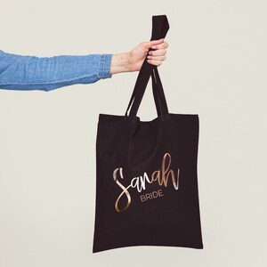 personalized bridesmaid Tote bag, Bridesmaid Gifts Custom Totes Bridal Party Tote Bags Bridesmaid Gift Rose Gold Tote Bag party -STB8DCHTV