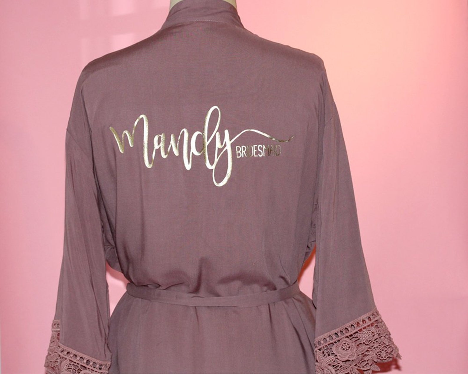 Personalized Bridesmaid Cotton Lace Robe Bridal Robe Mother Etsy