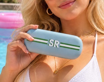 Personalized Shadow Monogram eyeglass sunglass Glasses Case, Custom Name, Pastel Sunglasses Holder