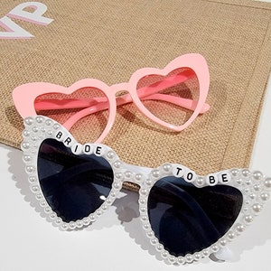 Bride to Be Heart Sunglasses with Pearls and Pink Retro Bridesmaid Sunglasses image 8