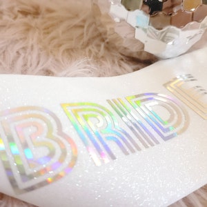 Bride To Be Disco Theme Sash For Last Disco Bachelorette, Disco Bride Disco cowgirl Nashville Vegas holographic glitter gold Mama Mia Retro