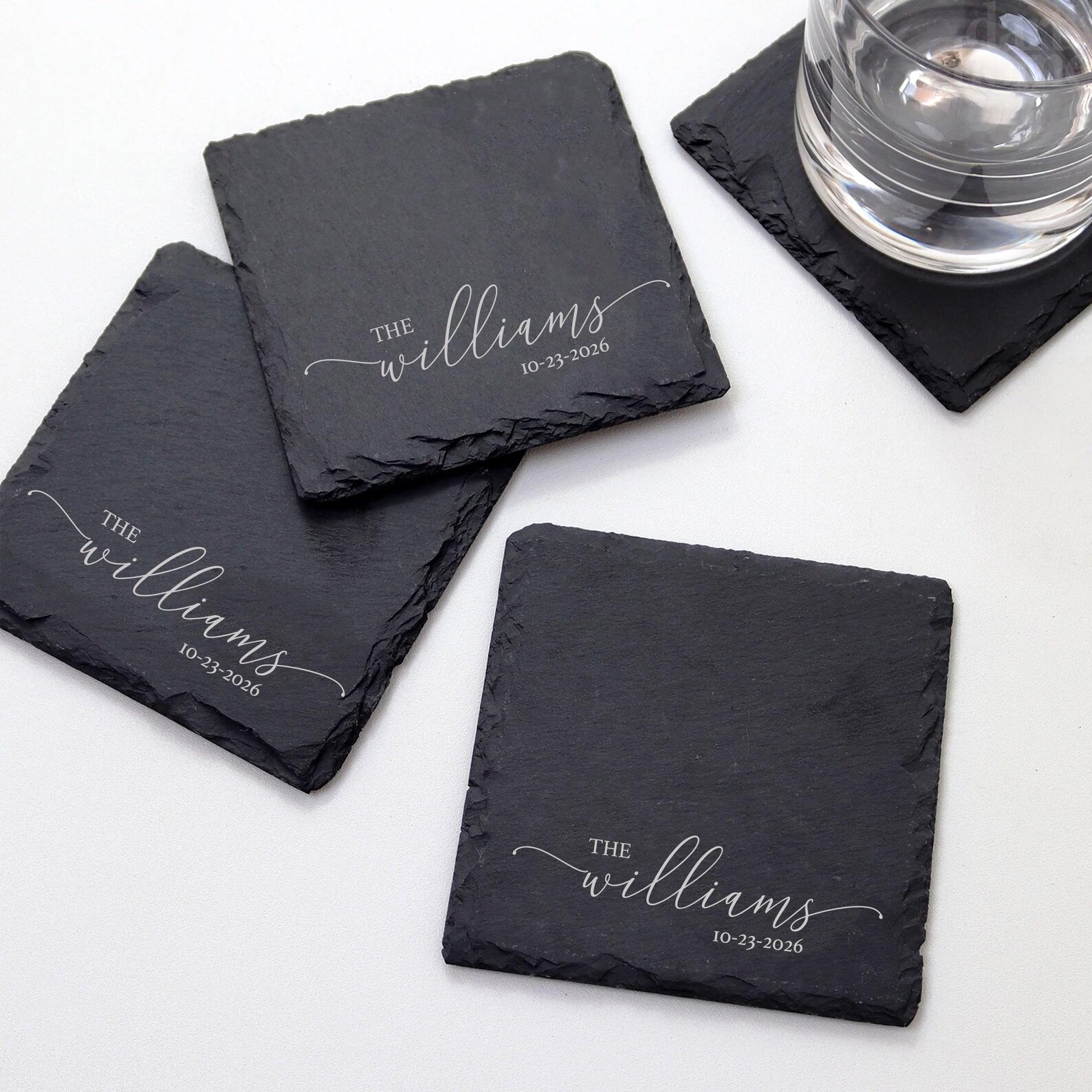 Engraved Slate Coasters | Custom Unique Wedding Gift Personalized ...