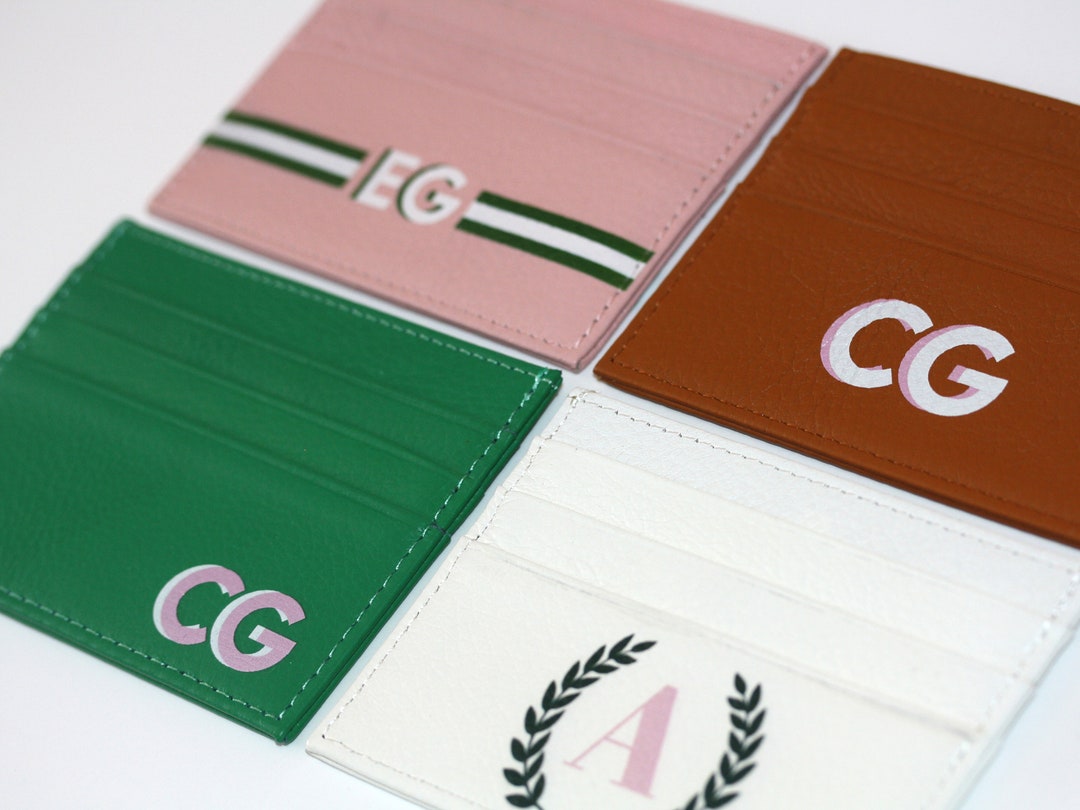 Personalized Slim Card Wallet With Printed Shadow Monogram - Etsy
