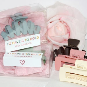To have and to hold your hair back gift box with hair claw clip Bridesmaid Proposal, Bridesmaids Gifts, Bachelorette party favor, 90's hair