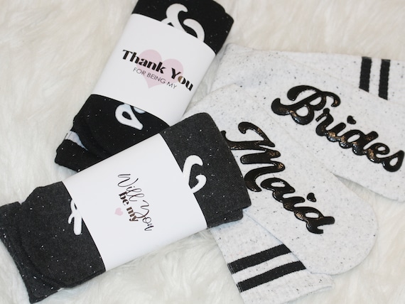 Bridesmaid Grippy Socks, Wedding Socks for Bride Bridesmaid Maid of Honor Matching Bridal Party Socks, Set of 5 6 7 8 Get BULK DISCOUNT