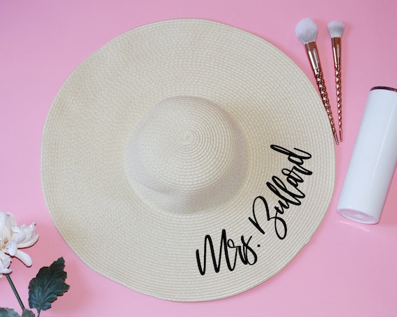 Mrs. straw hat MRS Straw Hat Bride Embellished Pearl Rhinestone Lettering  main image 4
