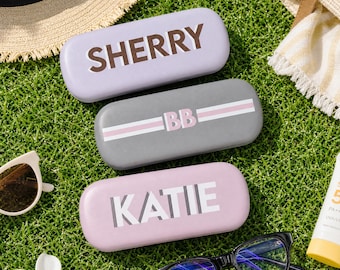 Personalized Shadow Monogram eyeglass sunglass Glasses Case, Custom Name, Pastel Sunglasses Holder