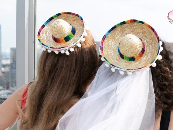 Mini Sombrero Hat With Pom Poms and 