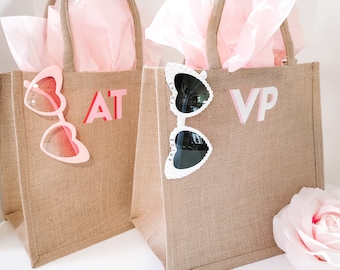 Shadow Monogram Jute Tote Bag