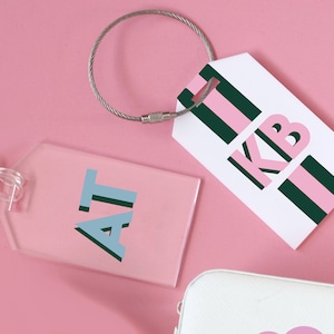 Personalized Luggage Tag, Acrylic Place Card, Shadow Monogram Gift Tag, Bridesmaid Gift, Bachelorette Party Favors, Girls Trip, Travel Gift