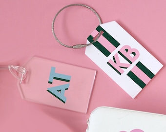 Personalized Luggage Tag, Acrylic Place Card, Shadow Monogram Gift Tag, Bridesmaid Gift, Bachelorette Party Favors, Girls Trip, Travel Gift