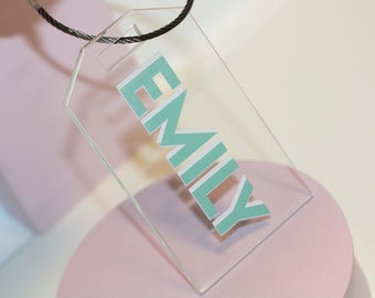 Personalized Luggage Tag, Acrylic Place Card, Shadow Monogram Gift Tag, Bridesmaid Gift, Bachelorette Party Favors, Girls Trip, Travel Gift