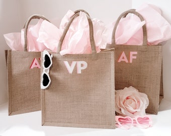 Shadow Monogram Jute Tote Bag