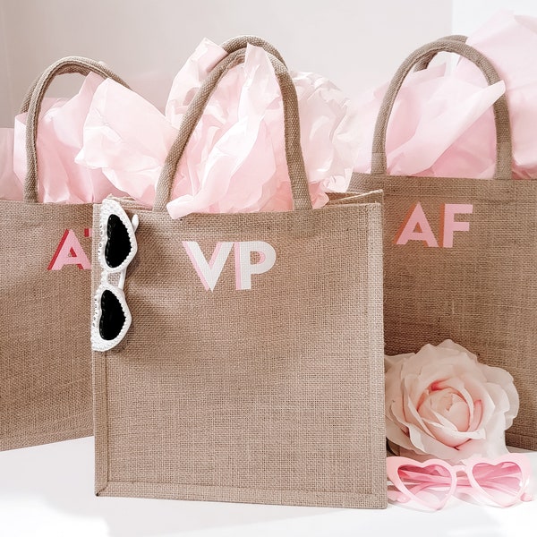 Shadow Monogram Jute Tote Bag