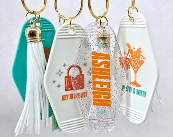 Personalized Showgirl Retro Motel Keychain, Custom Key ring, Life of a Bridesmaid Gift, Backpack Bag tag, Key Accessories, Custom Keyring