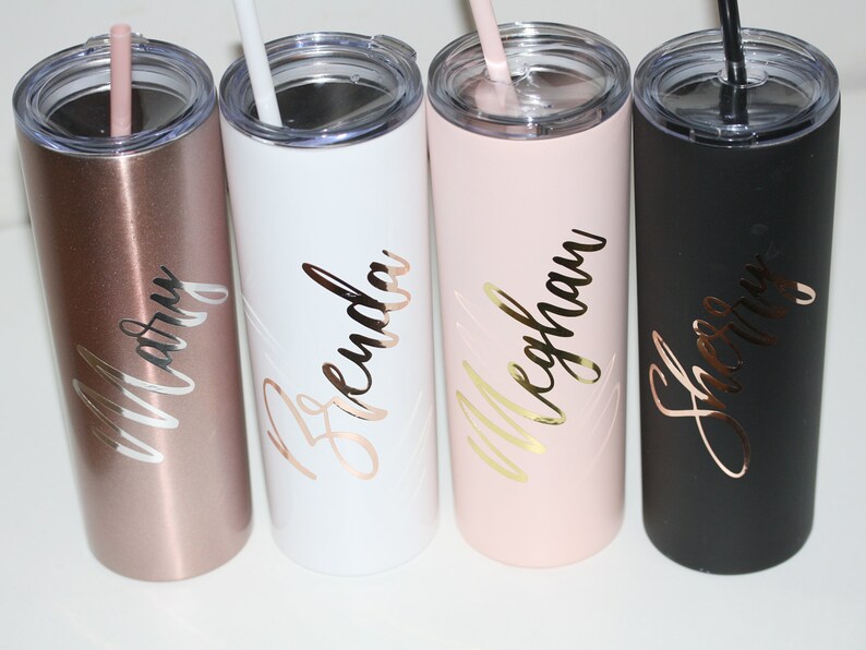 Personalized Tall Metal Tumblers With Lid and Straw Bridesmaid Etsy