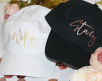 Personalized soft top baseball hat for bride and bridesmaids, bachelorette party hats, dad hat, monogram bridesmaids gifts, bridal party