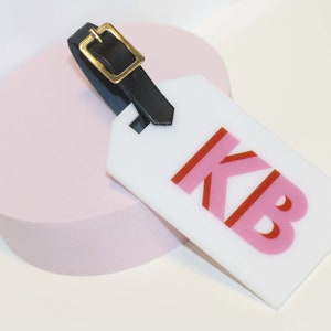 Personalized Luggage Tag, Acrylic Place Card, Shadow Monogram Gift Tag, Bridesmaid Gift, Bachelorette Party Favors, Girls Trip, Travel Gift