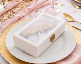 Personalized Bridesmaid Gift Box with Custom Wristlet Keychain