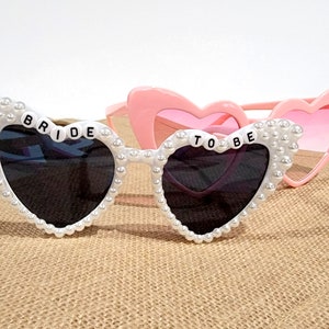 Bride to Be Heart Sunglasses with Pearls and Pink Retro Bridesmaid Sunglasses image 5