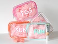 Shadow Monogram Clear Bag, Monogram Gifts, TSA Toiletry Bag Pouch with zipper, Beach Bridesmaid Gifts Vacation Gift Set of 5 6+ get Discount
