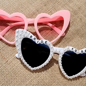 Bride to Be Heart Sunglasses with Pearls and Pink Retro Bridesmaid Sunglasses image 9