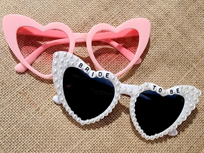 Bride to Be Heart Sunglasses with Pearls and Pink Retro Bridesmaid Sunglasses image 9