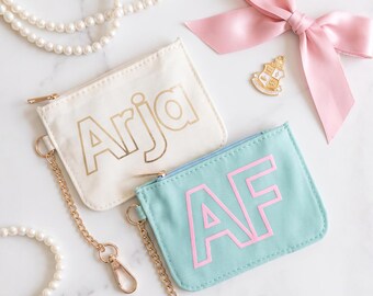Personalized Coin Pouch Keychain, Mini Keychain zip bag, Small Jewelry Pouch, Portable Cable Bag, Earbud Case, Preppy Y2K Gift