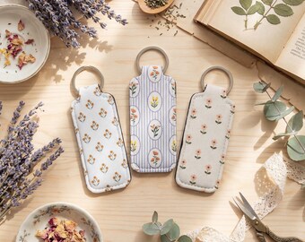 Lip Balm Holder Keychain and Wristlet Keychain in Boho Print Options