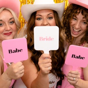 Bride + Babe Mirror with Handle for getting ready, Bridesmaid Gifts, proposal box stuffers,  Bachelorette party favor, Large Makeup Mirror