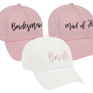 Bachelorette Party hats, garment washed, unstructured, cotton, Dad Hat, Bridesmaid Hats, Bridal party favors, personalized DH2HTV image 2