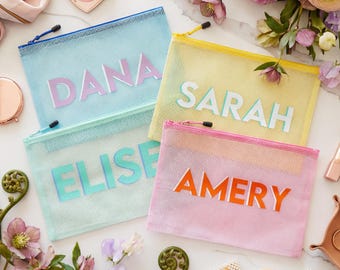 Personalized Pool Bag, Shadow Monogram Wet Bag, Beach Bridesmaid Gifts, Set of 5 6 7 8 + Get Bulk Discount, Bridal Party Favor Vacation Gift