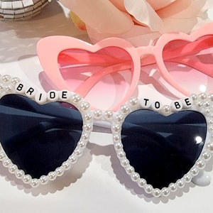 Bride to Be Heart Sunglasses with Pearls and Pink Retro Bridesmaid Sunglasses image 6