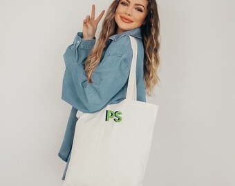 Personalized Initials Tote Bag with Colorful Shadow Monogram 90's style