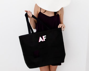 Personalized Initials Tote Bag with Colorful Shadow Monogram 90's style