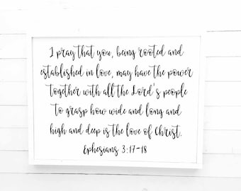 scripture sign / Ephesians 3 / living room wall decor / bible verse wall decor / inspirational wall art / bible verse sign / christian sign