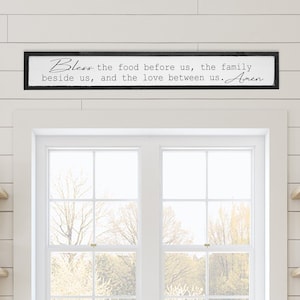 Bless the Food Before Us Wood Sign - Kitchen Wall Decor - Dining Room Blessing - Farmhouse Style Family Meal Blessing - Housewarming Gift