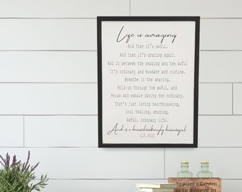 Life is Amazing / Motivational Sign / Wooden Sign for Home / Entryway Wall Decor / Gift for Graduate / Living Room Art