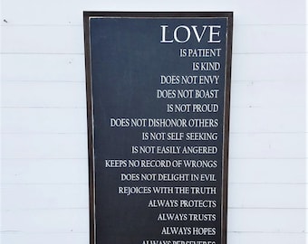 Love Sign / Love is Patient / Wood Sign / 1 Corinthians 13 Wall Art / Love is Kind / Wooden Sign / Wedding Gift Anniversary Gift