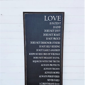 Love Sign / Love is Patient / Wood Sign / 1 Corinthians 13 Wall Art / Love is Kind / Wooden Sign / Wedding Gift Anniversary Gift