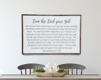 Love the Lord Your God Sign: Deuteronomy 6 - Bible Verse Sign - Scripture Wall Art - Inspirational Wall Hanging Decor