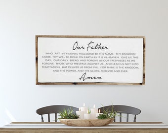 The Lord's Prayer Wood Sign: Christian Bible Verse Wall Art