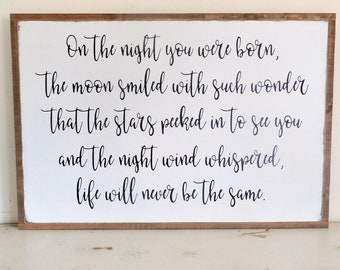 On the Night you were Born / Over the Crib Sign / Child's Room Wall Decor / Baby's Room Sign / Inspirational Decor / Over the Bed Sign
