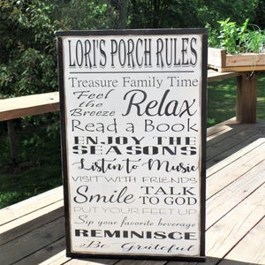 Personalized Porch Rules Sign: Custom Outdoor Decor