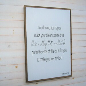 To Make You Feel My Love Lyrics Wood Sign - Adele Garth Brooks Song