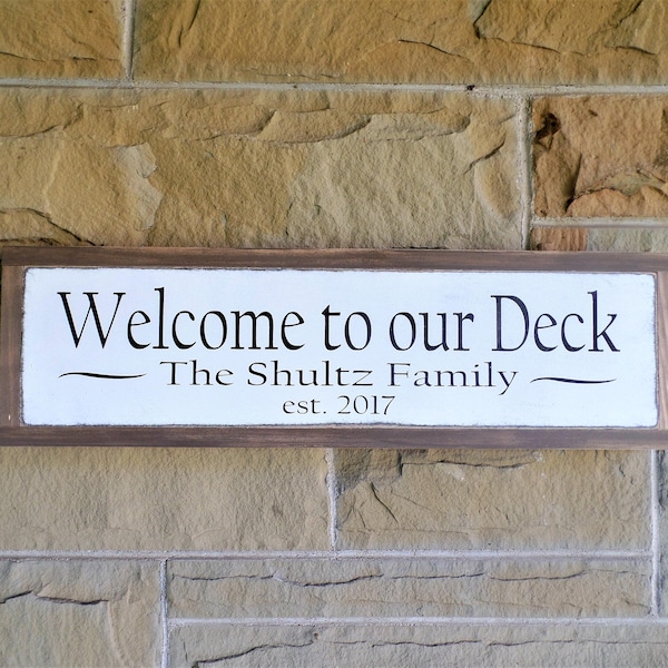 Personalized Deck Sign / Established Wood Sign / Custom Framed Deck Sign /  Last Name Wooden Sign / outdoor sign