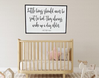 Peter Pan / Little Boys Should Never / Wood Sign / Child's Nursery / Wooden Signs / Baby Boy / Crib / Farmhouse / Over the Crib Signs